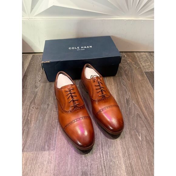 Cole haan Mens Harmon grand cap Oxford in British tan • 8.5 main image 7